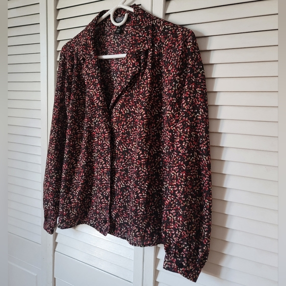 AQUA V-Neck Long Sleeve Shirt Blouse, Size S - Picture 4 of 11